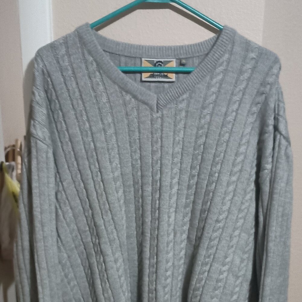 Cleveland Golf Mens Gray Cable Knit Sweater Size XL Soft Heavy